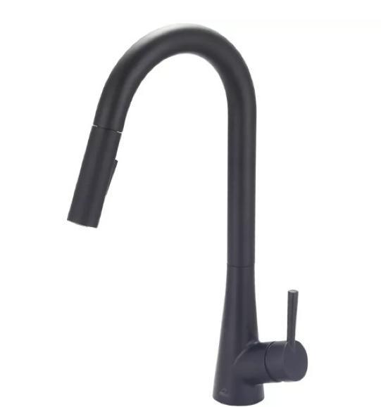 Olympia Matte Black Faucets With Pull Down Handle - MSRP $7,280