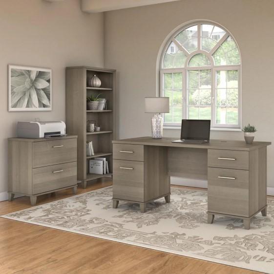 Truckload - General Merch - Bush Somerset Desk, Cabinet, & Bookcase, Quartet Glass Marker Board - MSRP $264,164