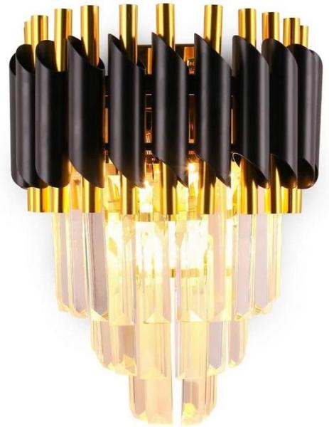 FRIXCHUR Crystal Wall Sconce Black Modern Lamp, Mounted - MSRP $38