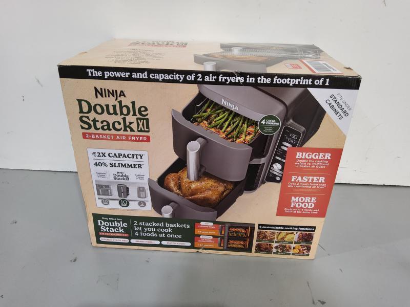 Ninja Air Fryer 10QT DoubleStack XL 2-Basket, Dishwasher Safe Parts, Grey - MSRP $224