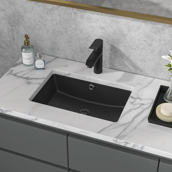 Sarlai Undermount Bathroom Sink 18x12in, Black Vessel - MSRP $89
