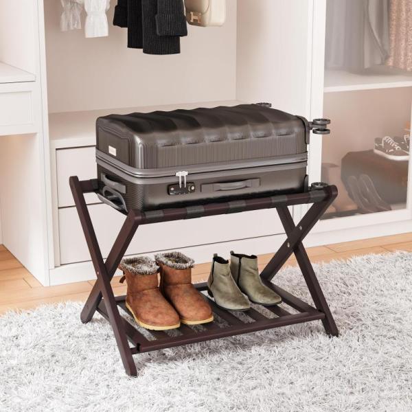 Smart FENDEE Fully Assembled Bamboo Luggage Rack Folding - MSRP $69