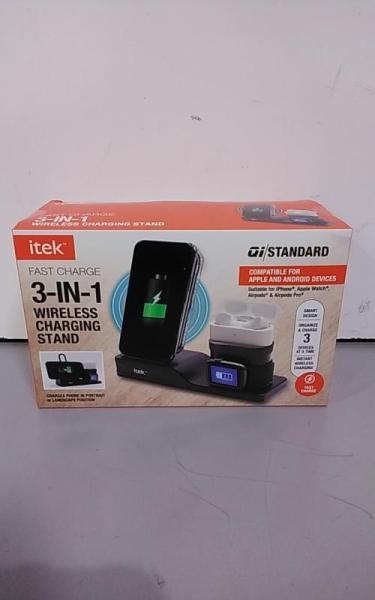 Electronics - 3-in-1 Qi Wireless Charging Stand, USB-C Cable, Black- MSRP $8,637