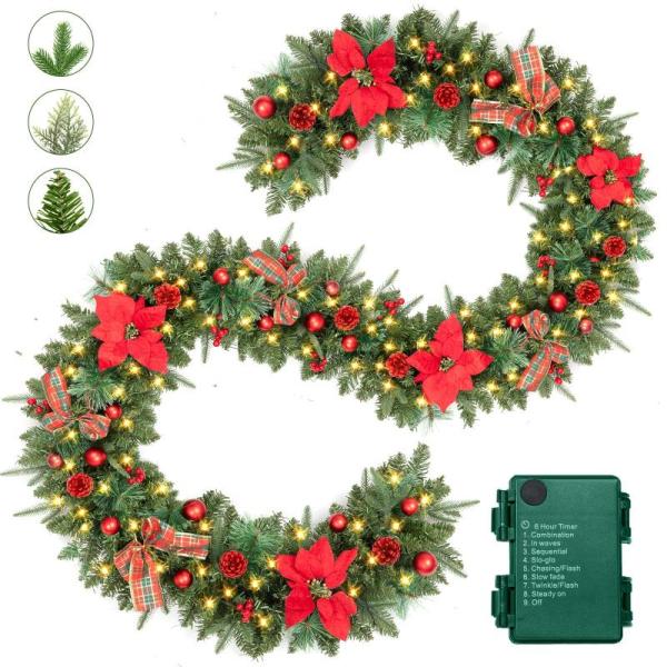 Home - Enven Christmas Garland, StandH Window Curtains, Somins Window Curtain Rod - MSRP $1,915