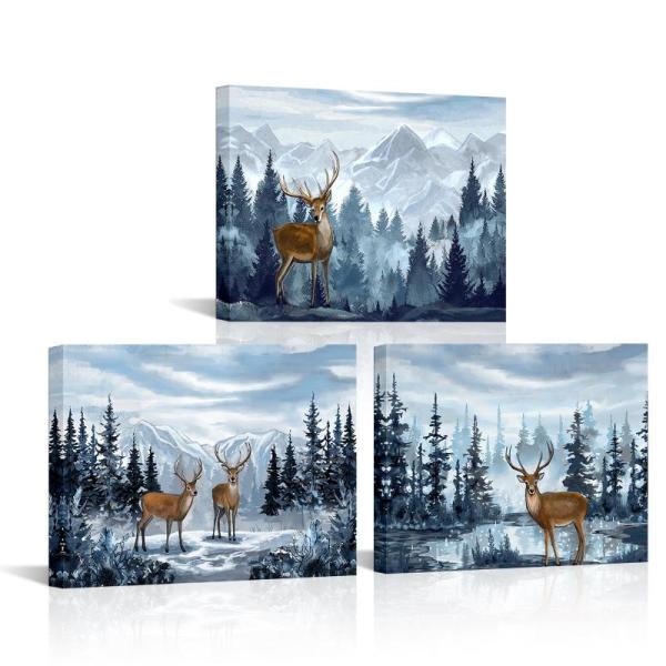 Home - Forest Deer Canvas Wall Art, Candle Warmer Lamps, Bed Sheet Holders, Artificial Flower Garland - MSRP $15,274