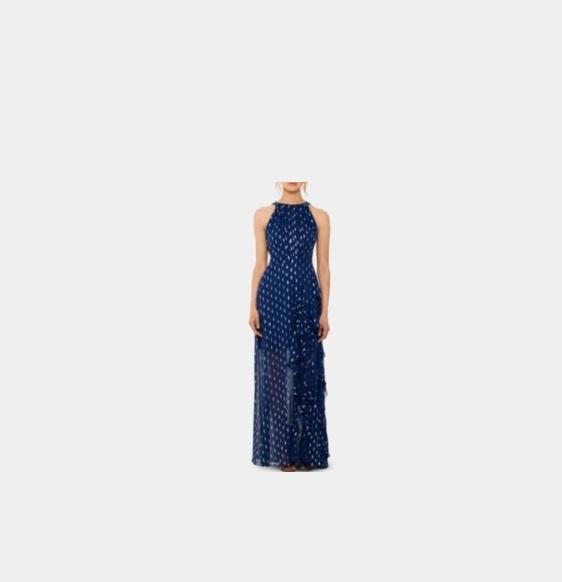Apparel - Betsy & Adam Long Halter Chiffon Clip Dot Dress, Paige Sasha High Rise Ankle, Mother - Original MSRP $2,255