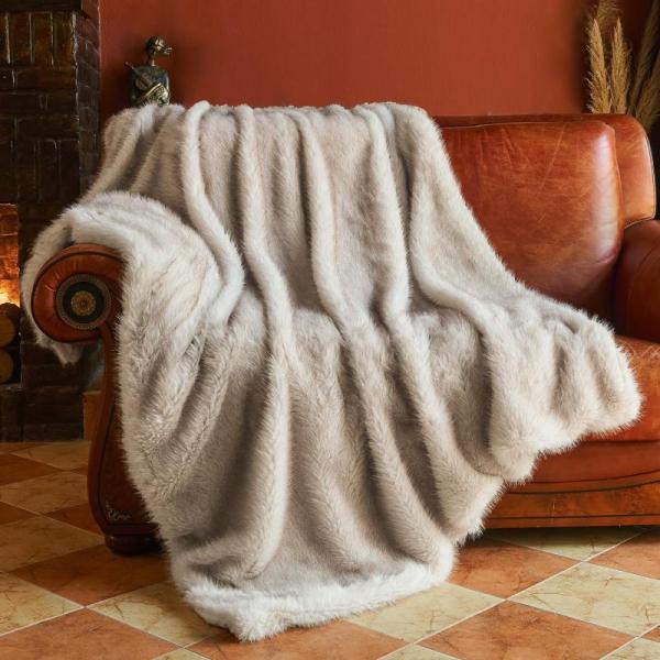 Home - Krifey Luxury Faux Fur White Blanket, Gold Curtain Rods, Astronaut Wall Art - MSRP $17,329