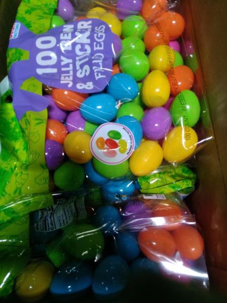 Grocery - Galerie Jelly Bean & Sticker Filled Eggs, Nice Chocolate Bunny, Hershey's Chocolate Eggs - MSRP $9,920