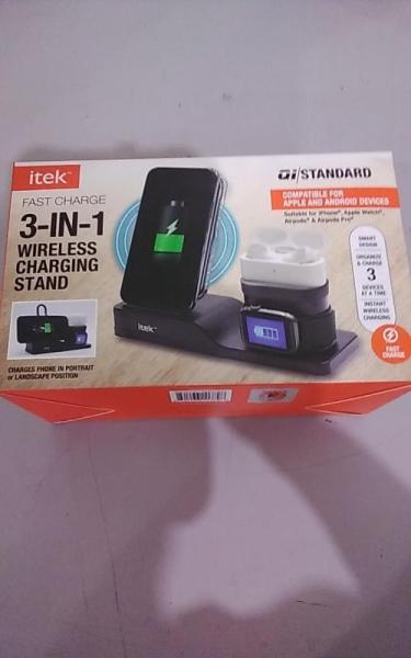 Electronics - 3-in-1 Qi Wireless Charging Stand USB-C Cable Black WSC61772 - MSRP $8,637