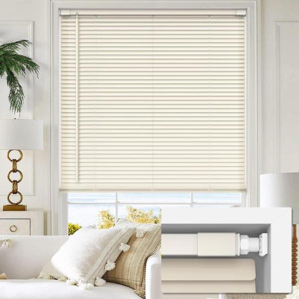 LazBlinds No Tools No Drill Cordless 1" Vinyl Mini Blinds - MSRP $39