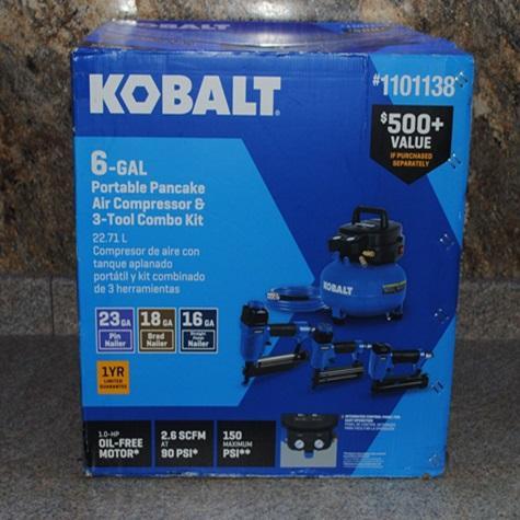 Home Improvement - Kobalt 6Gal Pancake Portable Air Compressor, Project Source Wall Towel Bar - MSRP $2,090