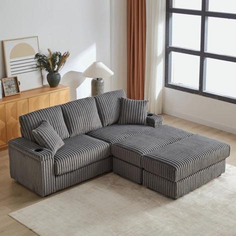 TRUCKLOAD - Furniture - Corduroy Sofa, Monroe Modular Sofa, Murphy Wall Bed, Kroll Umbrella Dining Set - MSRP $36,071