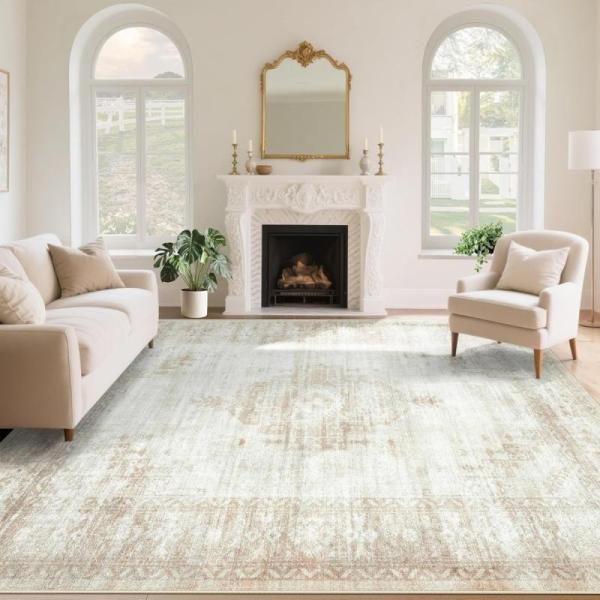 General Merchandise - Vintage Living Room Area Rug, Roundhill Furniture Chair, Black Modern Led Ceiling Light - MSRP $1,687
