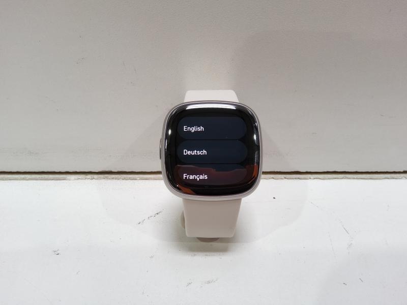 Fitbit Sense 2 Smartwatch, Platinum Aluminum with Lunar White Band - Est Retail $199