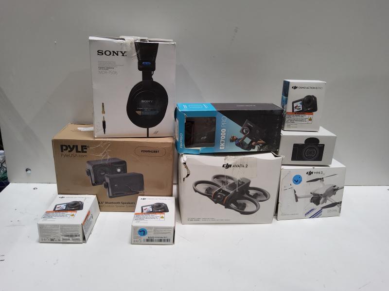 Salvage Electronics - DJI Drones, Sony Digital Cameras, Pyle BT Indoor/Outdoor Speaker - MSRP $4,410