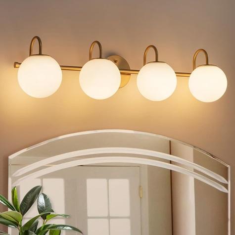 Home Improvement - HUOKU Brass Vanity Light, Emak 8 Inch Clear Glass Pendant Light - MSRP $1,957