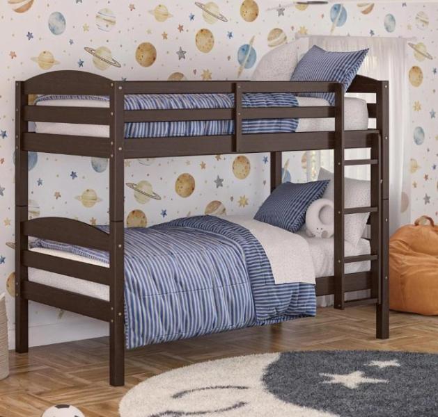 Furniture - Leighton Solid Wood Twin-over-Twin Convertible Mocha Bunk Beds & More - MSRP $1,692