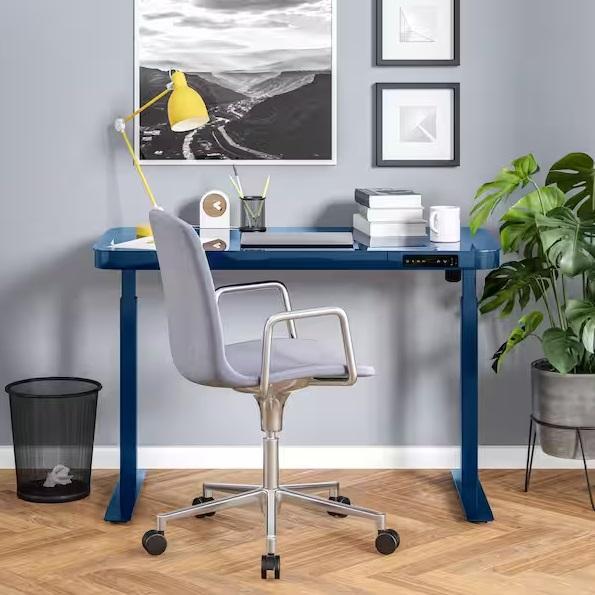 Home Decor- Seville Classics airLIFT 47.5in Blue 1-Drawer Standing Desk, FUFU&GAGA, Prepac, BYBLIGHT -Est Retail $1,639