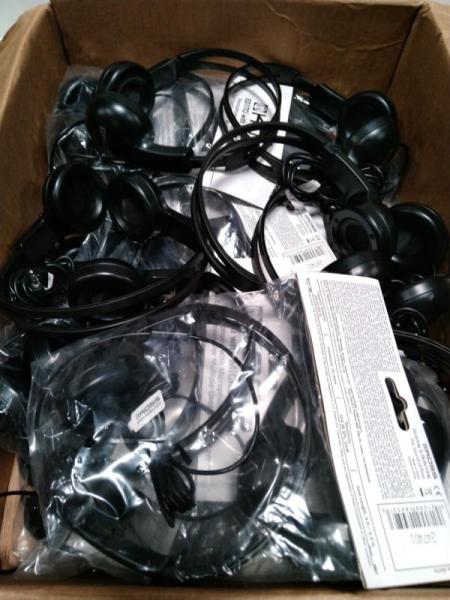 Package of Koss on-Ear Wired Headphones, w/Microphone - MSRP $314