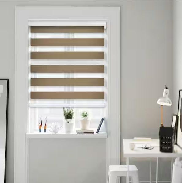 Window Decor - Chicology Cut-to-Size Sable Cordless Roller Shades, Rod Desyne Cordless Curtain Rod - Est Retail $4,664