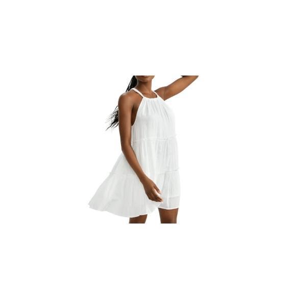Elan WHITE Tiered Sleeveless Cover-up Dress, US Medium - Original MSRP $31