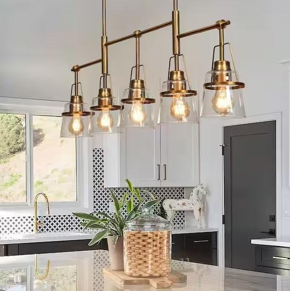 Lighting & Electrical - LNC Mid-Century 38in 5-Light Chandelier, RRTYO, JONATHAN Y, Metalux, Eglo - Est Retail $2,047