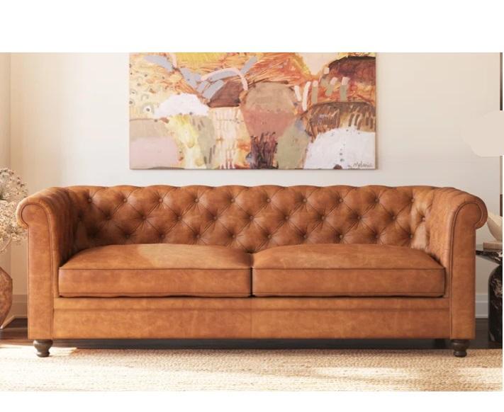 Truckload - Housewares - Melfi 87.4'' Full-Grain Italian Leather Sofa, Clipper Chairs, Lattitude Run - MSRP $41,947