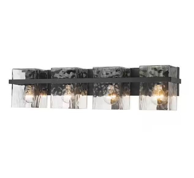 Lighting & Electrical - Bennington 7in 4-Light Matte Black Vanity Light, Hunter, Kichler, ADSENSTY - Est Retail $4,636