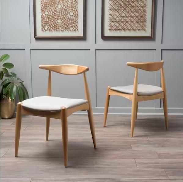 Home Decor - Francie Beige & Natural Oak Upholstered Dining Chairs, Carnegy Avenue, MasterVision - Est Retail $1,578