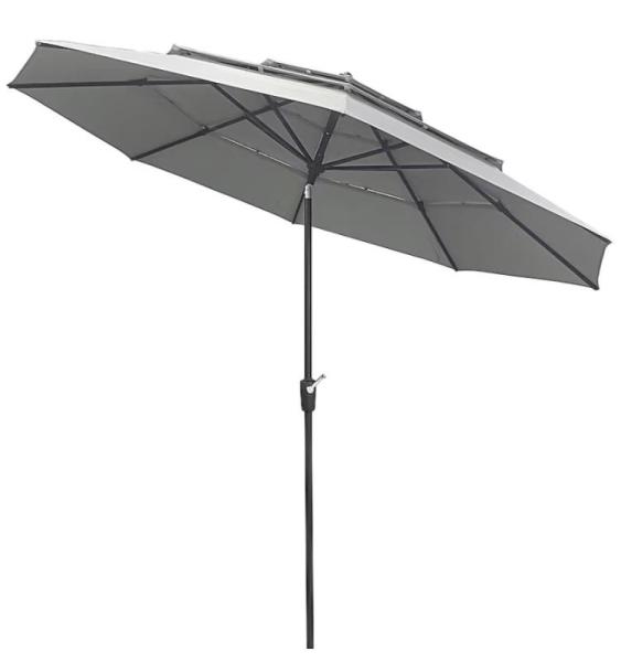Origin 21 11ft Aluminum Gray Auto-tilt Market Patio Umbrella, Harbor Breeze Talamore 60in Ceiling Fan - MSRP $3,655