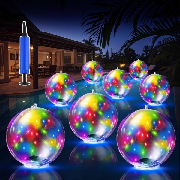 Lawn & Garden - VIHOSE 8 Pack Solar Powered Floating Pool Lights, Outdoor Prep Table Cover - MSRP $7,734