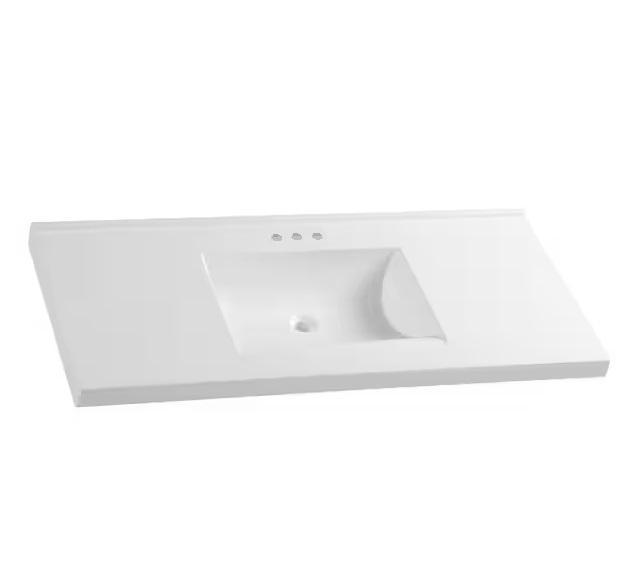 Plumbing - Glacier Bay Rectangular Single Sink Vanity Top, Master Flow, Everbilt, EMSER TILE - Est Retail $1,440- 2plts