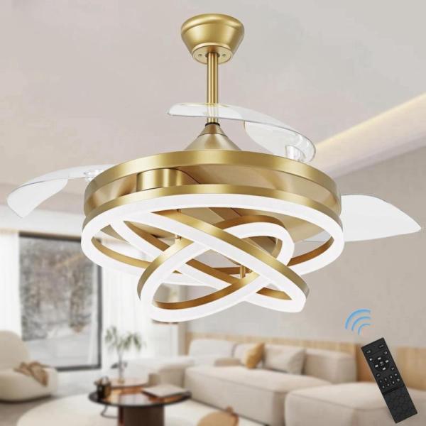 Home - Retractable Ceiling Fan, Artificial Golden Cane Palm Trees, Water-Resistant Bench Cushion - MSRP $3,311