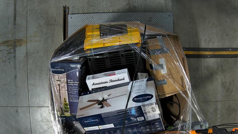 Fanimation 64in LED Ceiling Fan, Allen+Roth Hartford Wood Closet System, KOBALT Plastic Backpack Sprayer - MSRP $5,145