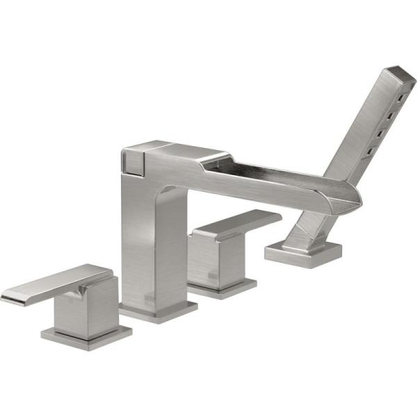 Home Improvement - Delta Ara Channel Roman Tub Faucet with Hand Shower, LUXRITE Recessed Ceiling Light - MSRP $9,450