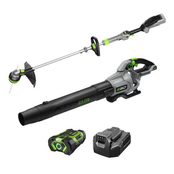 EGO String Trimmer & Leaf Blower Combo Kit, Kobalt 40V Pole Saw, Keter Storage Cabinet - MSRP $2,065
