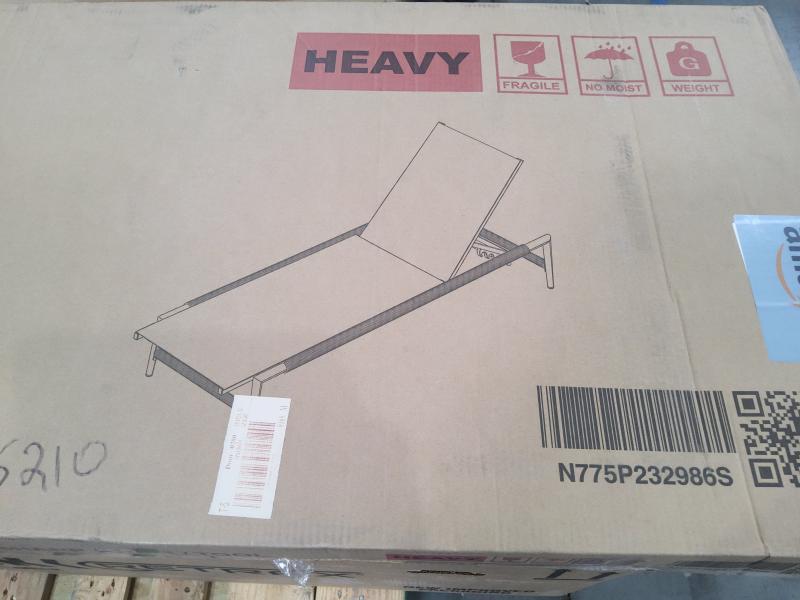 Hargrove Outdoor Patio Aluminum Mesh Seat Chaise Lounge, Natural/Silver - MSRP $389