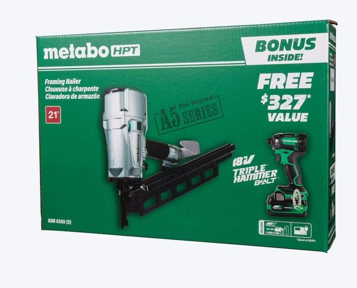 Metabo HPT Triple Hammer Bolt Impact Driver/Pneumatic Roundhead Framing Nailer, Kobalt Paint Sprayer - MSRP $3,069