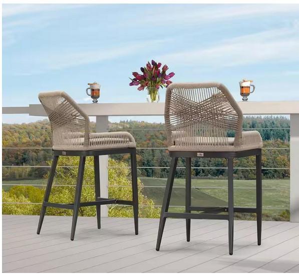 Seasonal - Purple Leaf Aluminum Outdoor Bar Stools with Cushions - Est Retail $1,750- 1plt