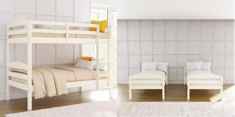 Furniture - BH&G Leighton Kids Wood Twin-Over-Twin Bunk Bed, Ameriwood Franklin Nightstand - MSRP $1,236