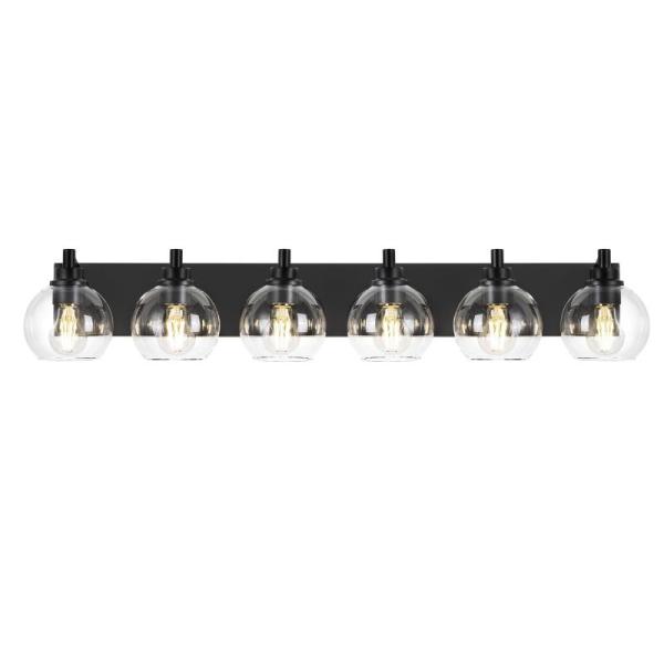 METWET Bathroom Light Fixtures 6 Light Matte Black Vanity - MSRP $169