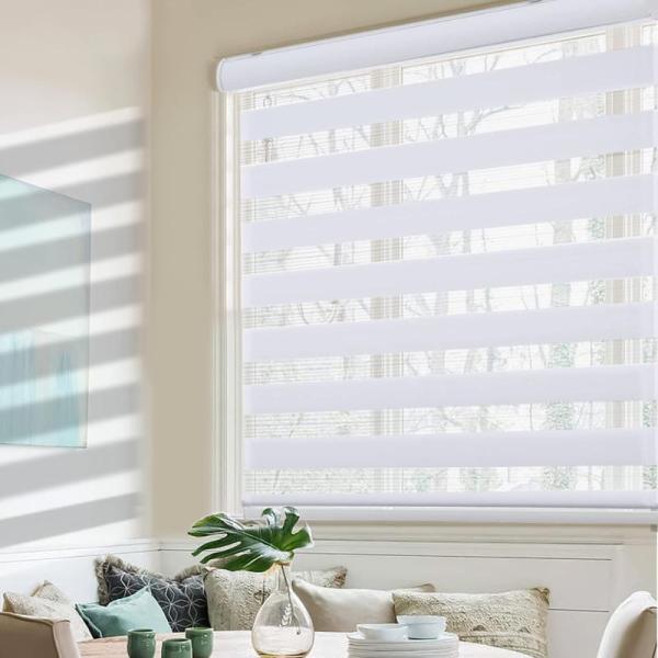 MYshade Roller Shades Zebra Blinds for Windows Cordless Day - MSRP $62