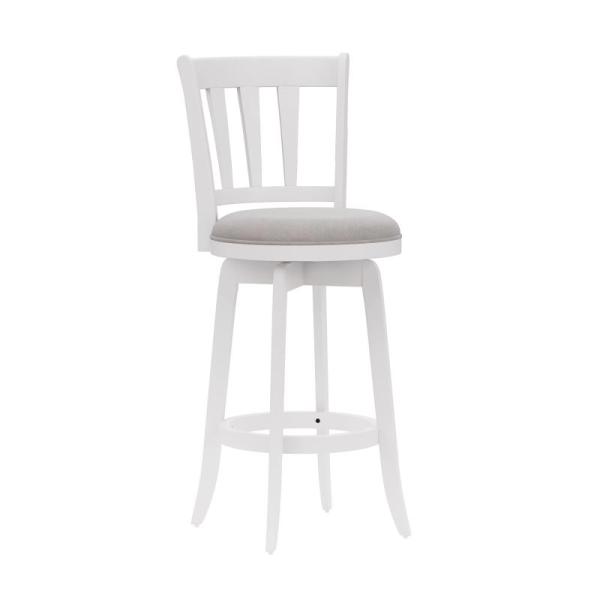 HILLSDALE Presque ISLE Wood BAR Height Swivel Stool White - MSRP $134