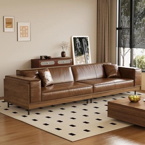 TRUCKLOAD Furniture - Latitude Run Luxury Leather Sofa, Three Posts Storage Console Table and Stool Set - MSRP $41,161