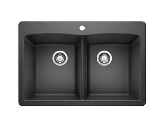Home Improvement - Blanco VISION 210 Equal Double-Bowl Drop-in Kitchen Sink, Traeger Wood Pellets - MSRP $448