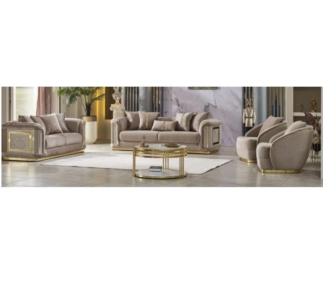 Truckload- Furniture- Eude 4pc Velvet Living Room Set, Eclipse 6-Drawer 68"W Dresser, Chris Massage Chair -MSRP $48,535