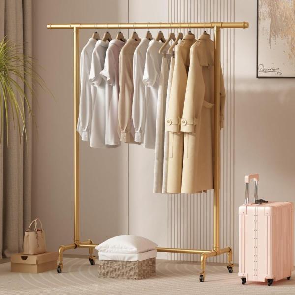 MaiRHK Gold Clothing Rack on Wheels Industrial Pipe - MSRP $79