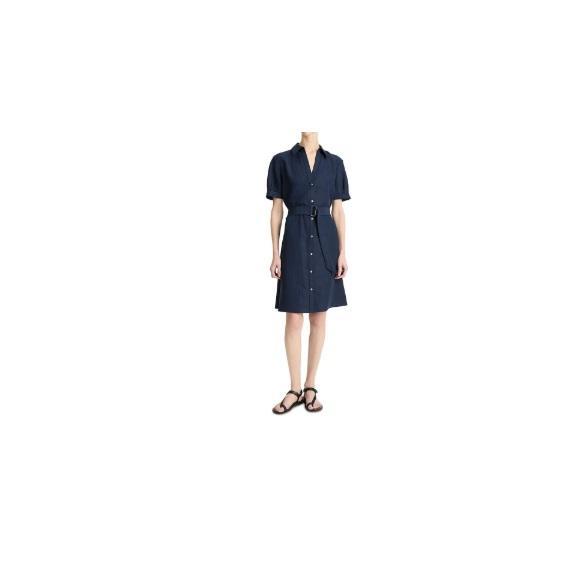Apparel - Vince Cuffed Short Sleeve Belted Shirt Dress, Ticking Striped Draped Dress, Wide Pants - Original MSRP $5,130