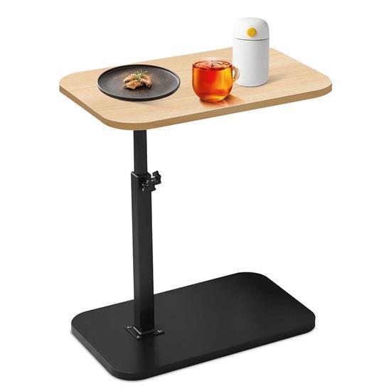 Solid Wood C Shaped Side Table Adjustable Height Metal - MSRP $67