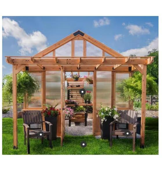 Truckload - Furniture - Bellerose XL Cedar Wood Walk-In Greenhouses, Nemo 88" TV Stand, Lark Manor - MSRP $63,957
